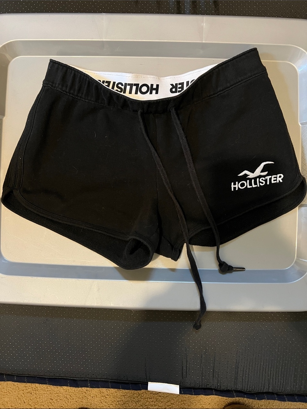 Hollister Black Logo Athletic Lounge Shorts